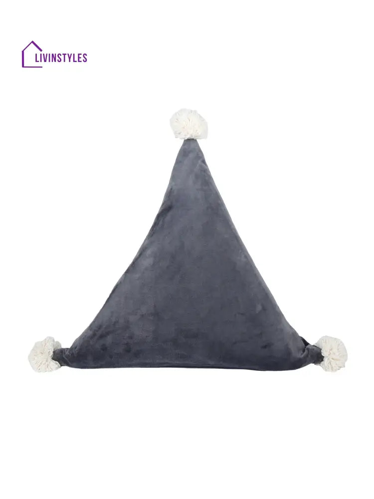 Eyda Super Soft Velvet Grey Color Set Of 2 Triangle Filled Cushion-15X15X15 Inch