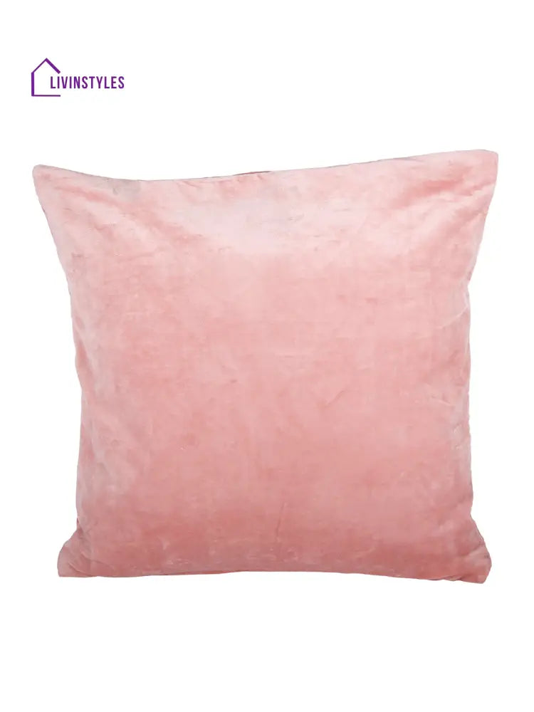 Eyda Super Soft Velvet Peach Color Set Of 2 Quilted Cushion Cover-18X18 Inch