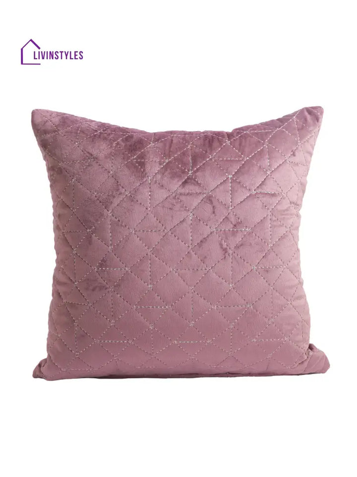 Eyda Super Soft Velvet Purple Color Set Of 2 Quilted Cushion Cover-18X18 Inch