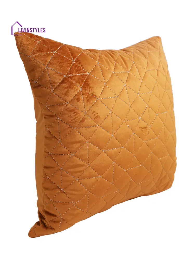 Eyda Super Soft Velvet Rust Color Set Of 2 Quilted Cushion Cover-18X18 Inch