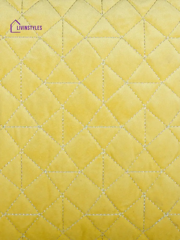 Eyda Super Soft Velvet Yellow Color Set Of 2 Quilted Cushion Cover-18X18 Inch