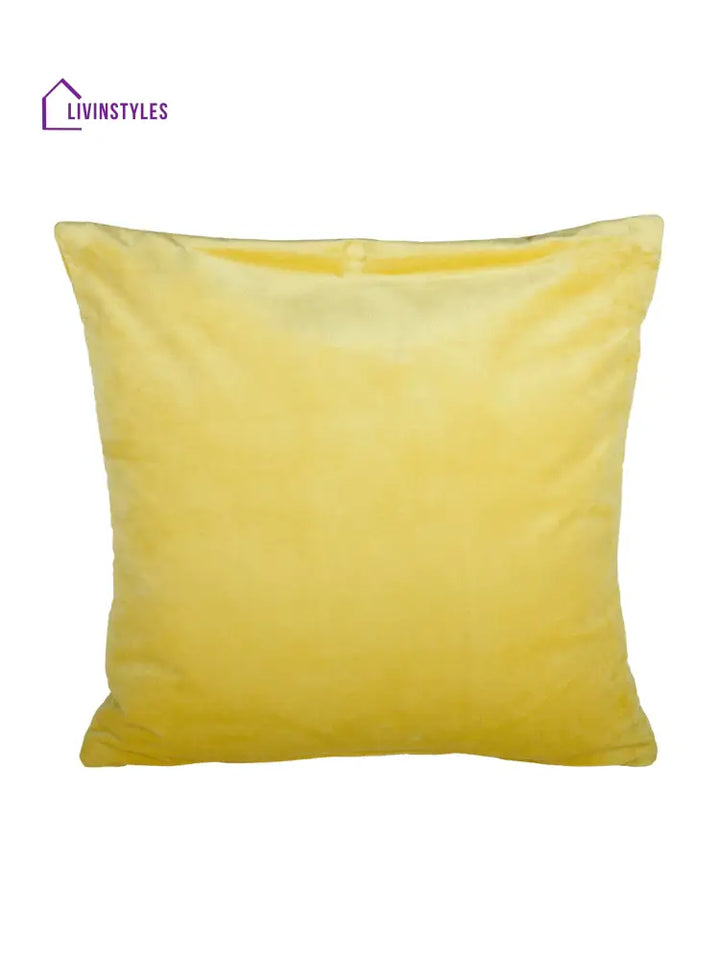 Eyda Super Soft Velvet Yellow Color Set Of 2 Quilted Cushion Cover-18X18 Inch