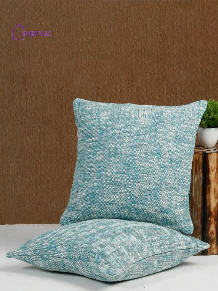 Eyda Teal Cotton Solid Cushion Cover Set Of 2