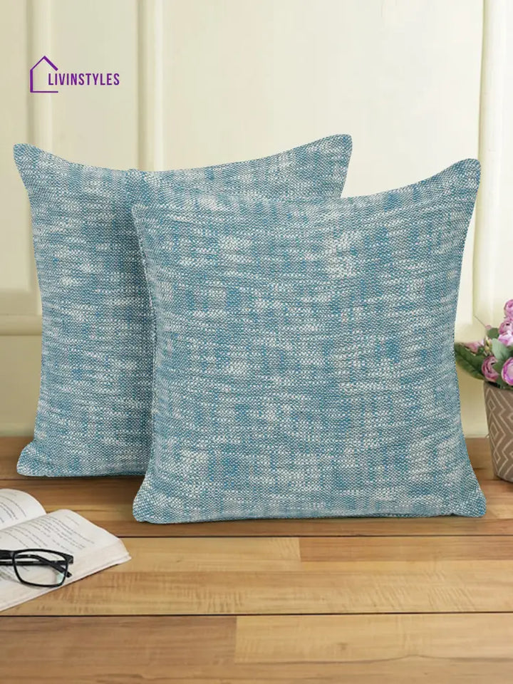 Eyda Teal Cotton Solid Cushion Cover Set Of 2