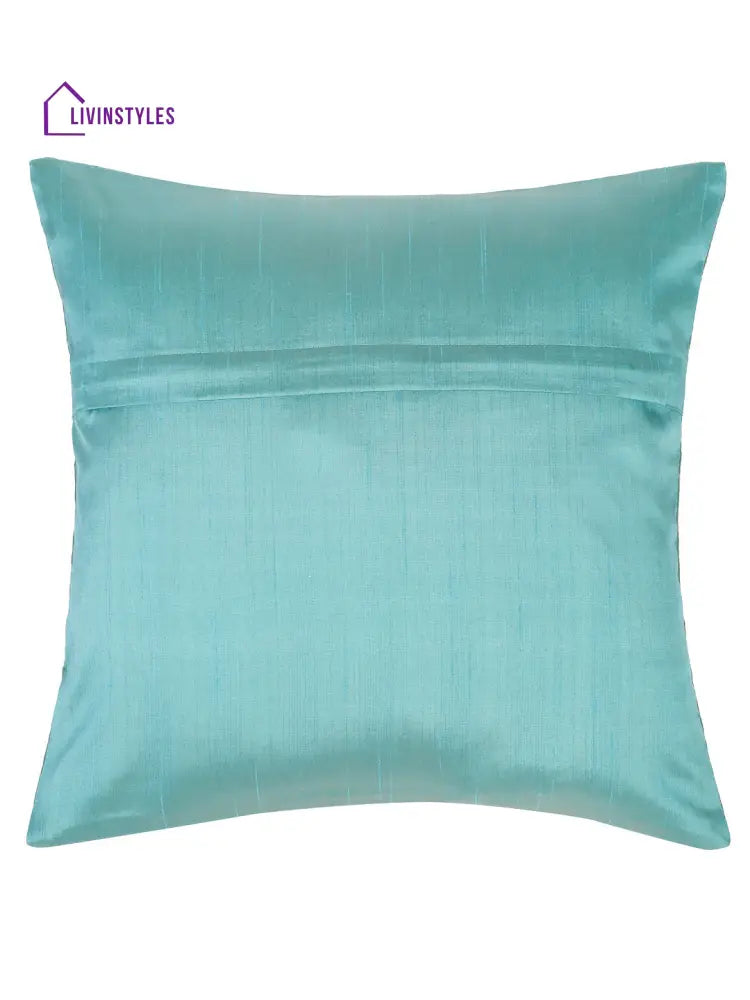 Eyda Turquoise Color Quilted Cushion Covers Set Of 2 - 16X16 Inch