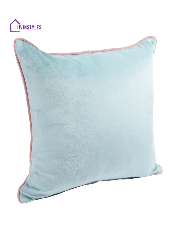 Eyda Velvet Aqua Color Cushion Cover Set Of 2-18X18 Inch