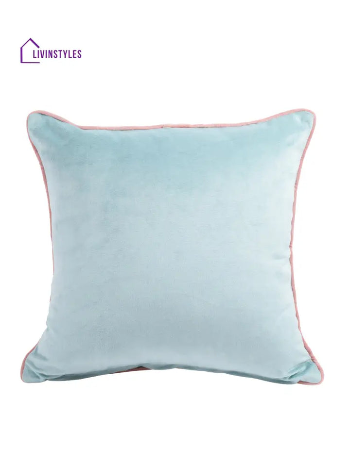 Eyda Velvet Aqua Color Cushion Cover Set Of 2-18X18 Inch