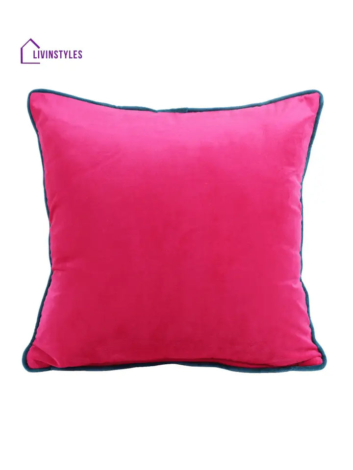 Eyda Velvet Fuchsia Color Cushion Cover Set Of 2-18X18 Inch