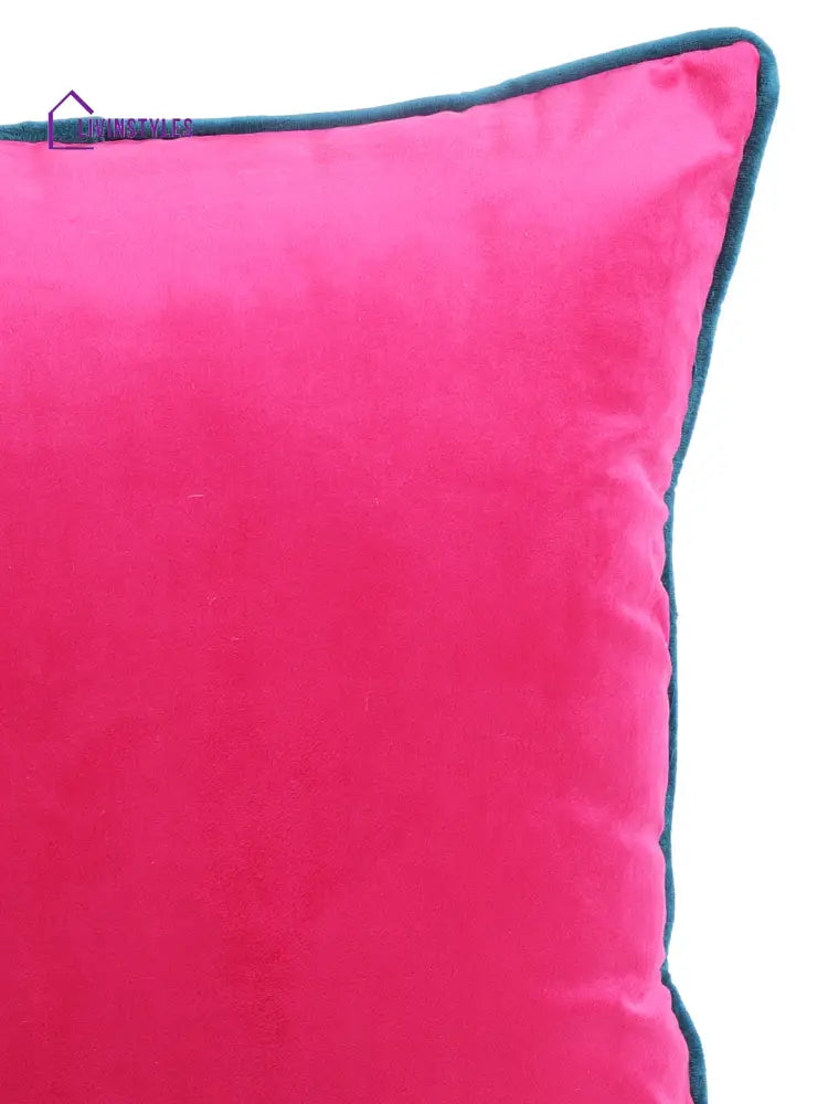 Eyda Velvet Fuchsia Color Cushion Cover Set Of 2-18X18 Inch