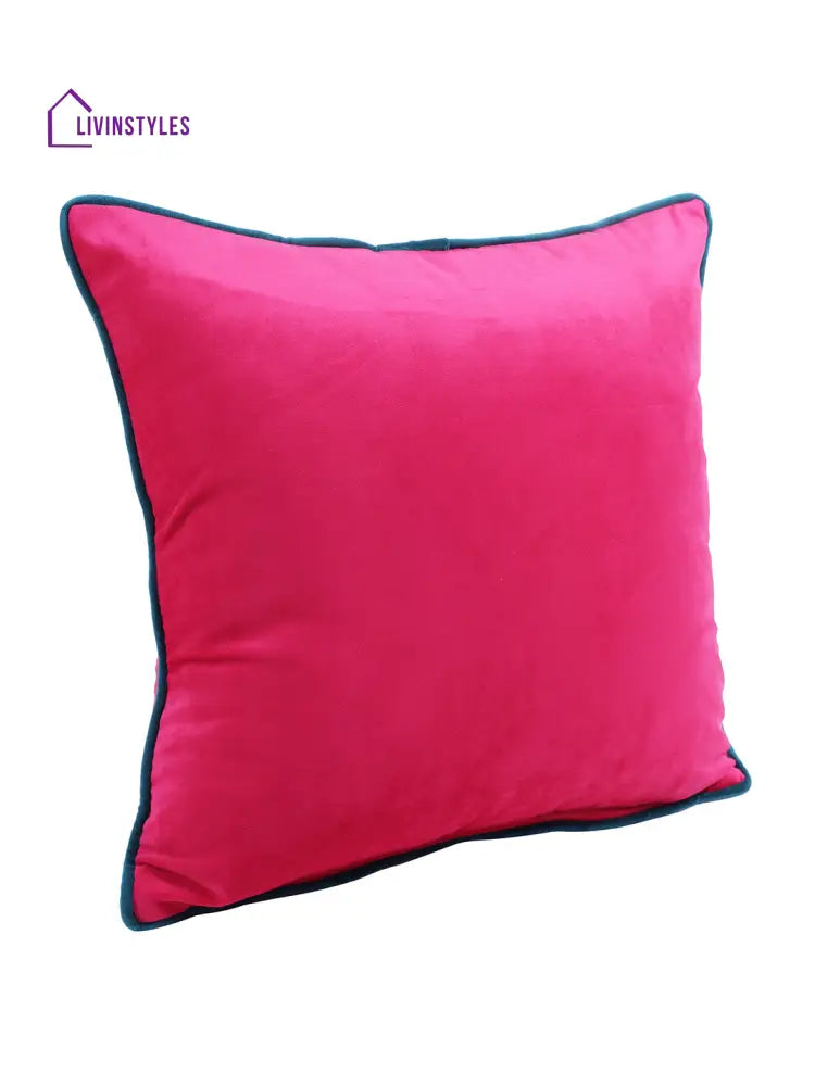 Eyda Velvet Fuchsia Color Cushion Cover Set Of 2-18X18 Inch