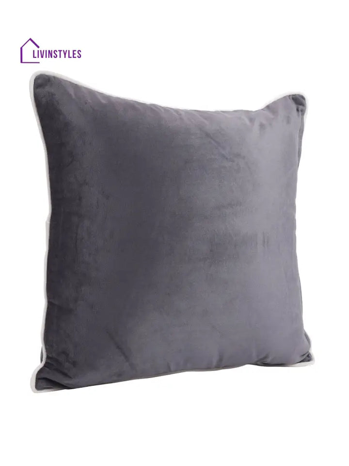 Eyda Velvet Grey Color Cushion Cover Set Of 2-18X18 Inch