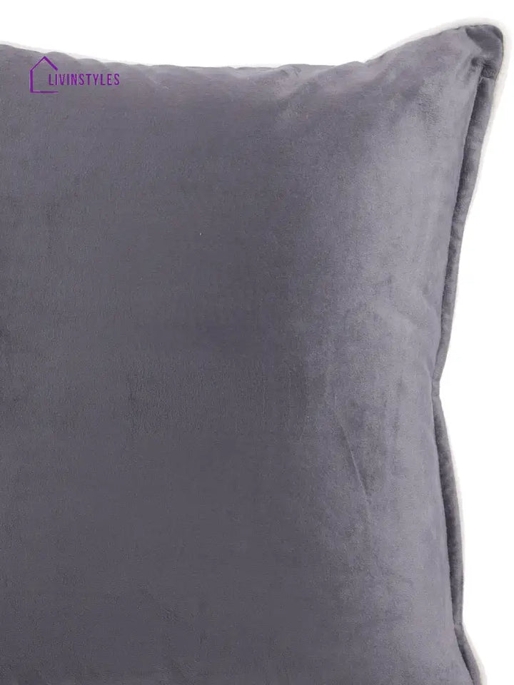 Eyda Velvet Grey Color Cushion Cover Set Of 2-18X18 Inch