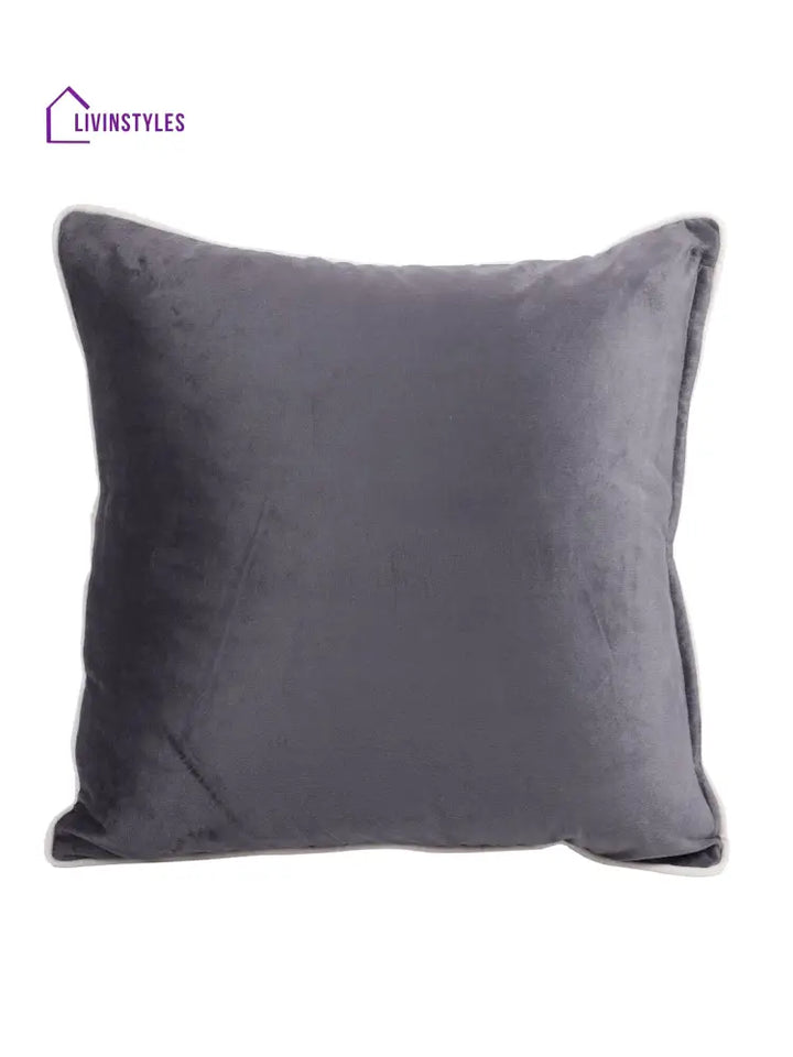 Eyda Velvet Grey Color Cushion Cover Set Of 2-18X18 Inch