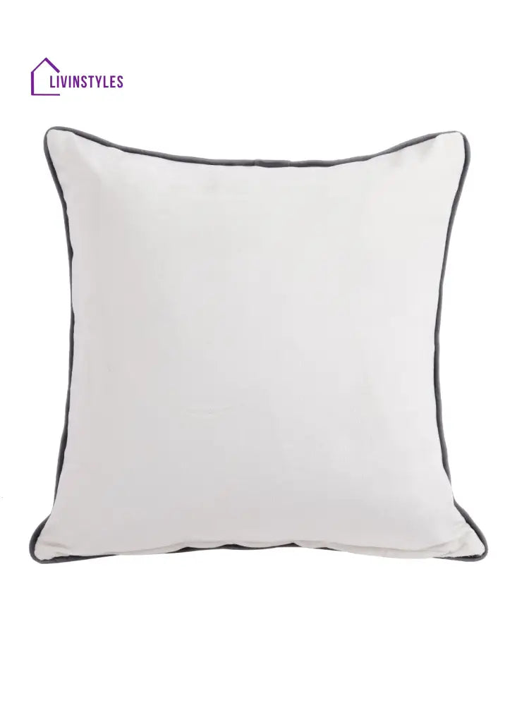 Eyda Velvet Ivory Color Cushion Cover Set Of 2-18X18 Inch