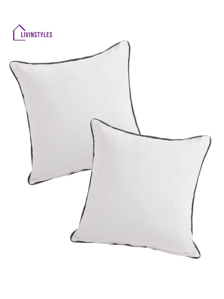 Eyda Velvet Ivory Color Cushion Cover Set Of 2-18X18 Inch