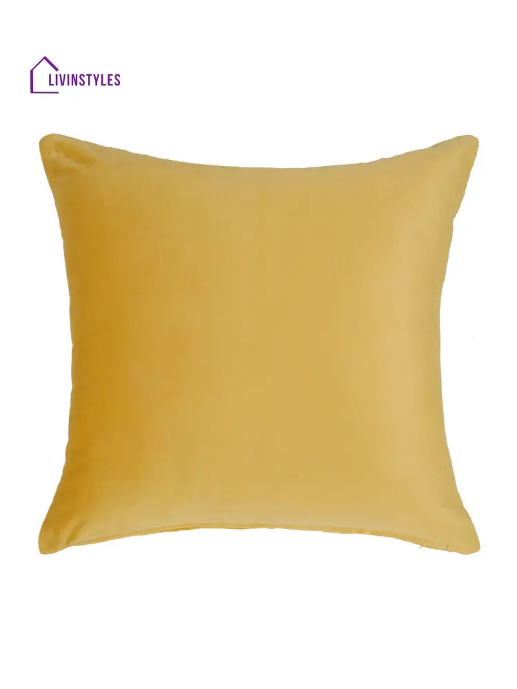 Eyda Yellow Velvet Embroidered Cushion Cover Set Of 2