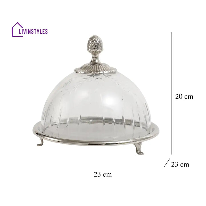 Faiza Crystal Cut Cake Dome Silver Cake