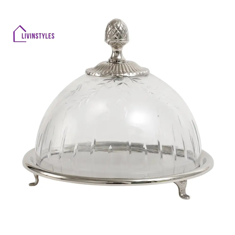 Faiza Crystal Cut Cake Dome Silver Cake