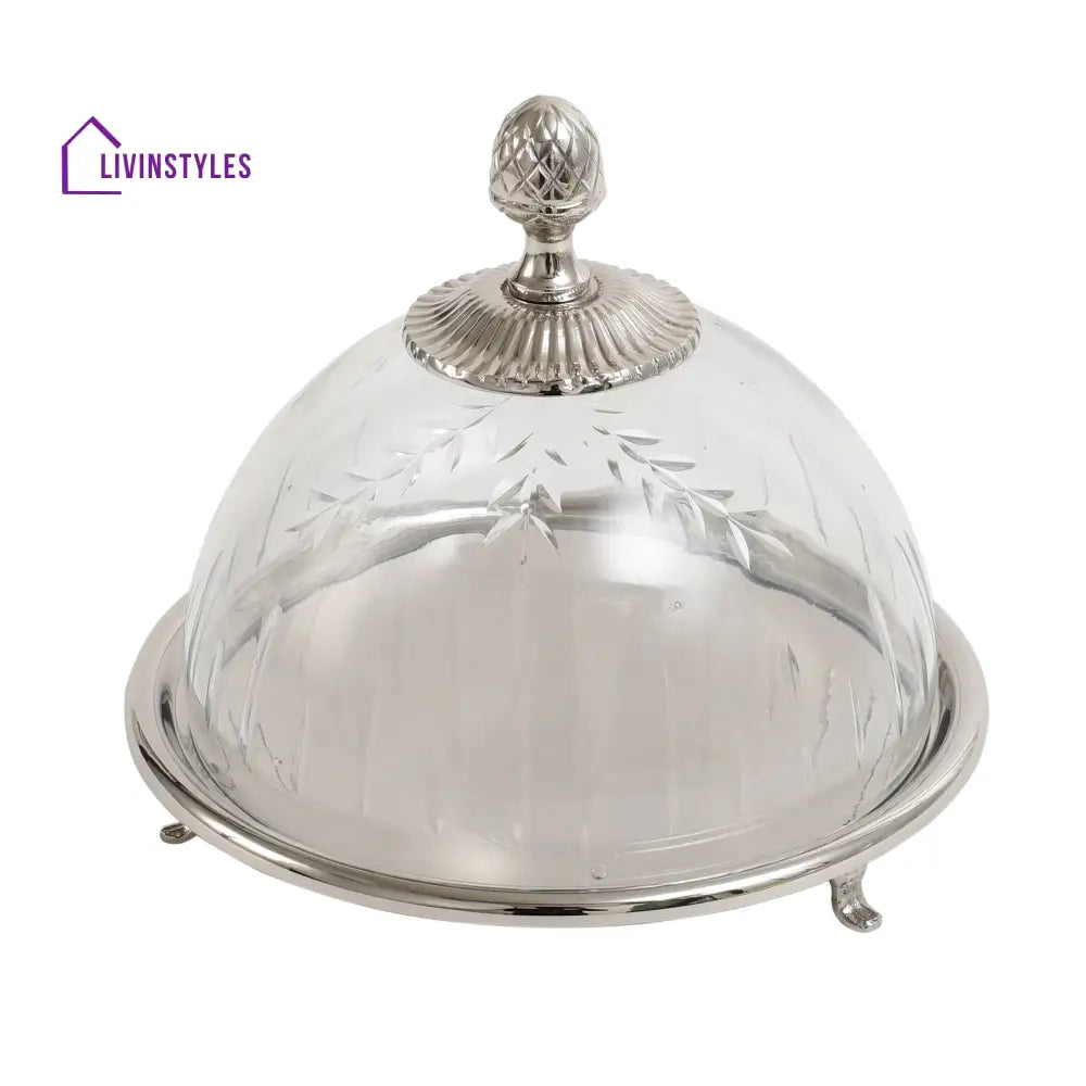 Faiza Crystal Cut Cake Dome Silver Cake