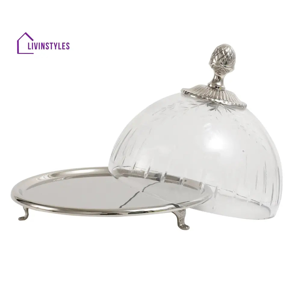 Faiza Crystal Cut Cake Dome Silver Cake