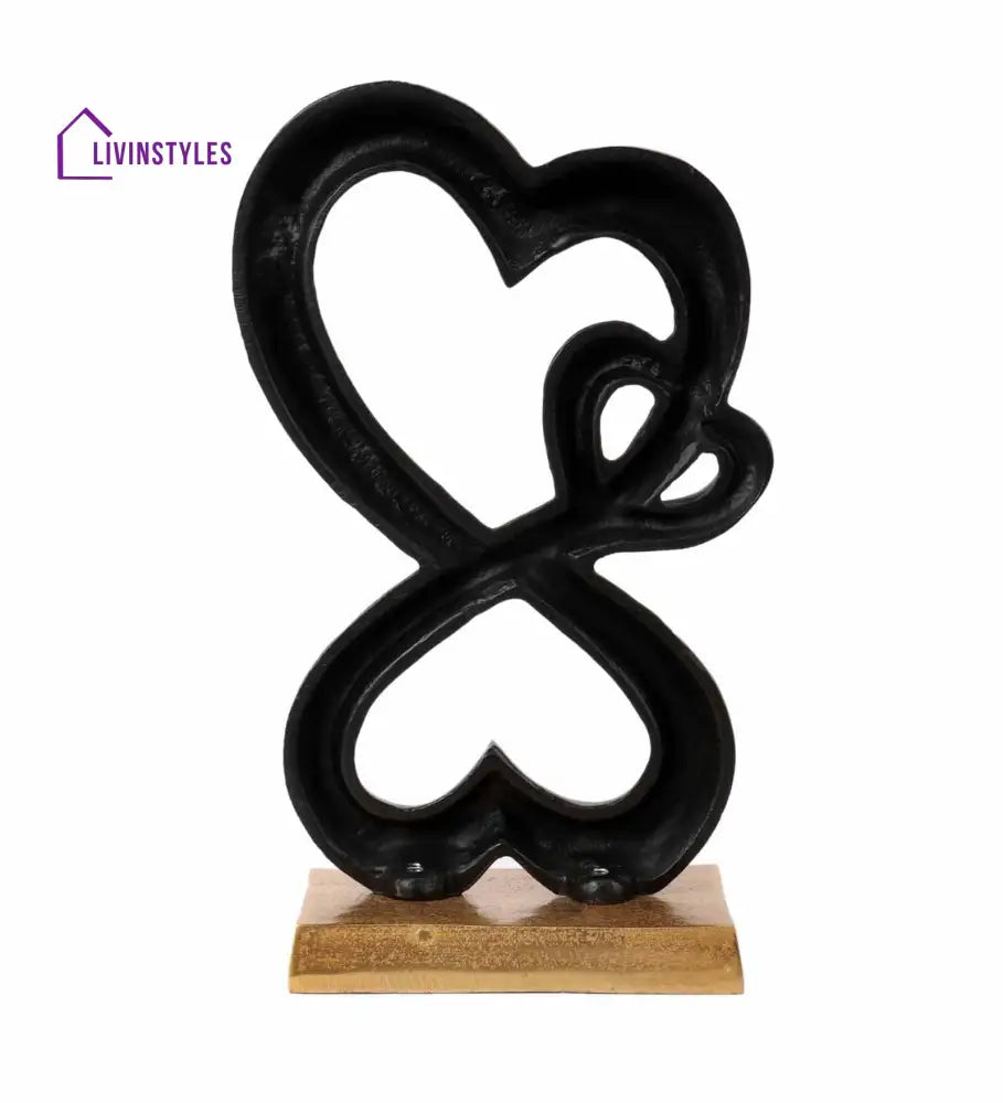 Family Heart Black And Gold Base Raw Finish Small Sculpture