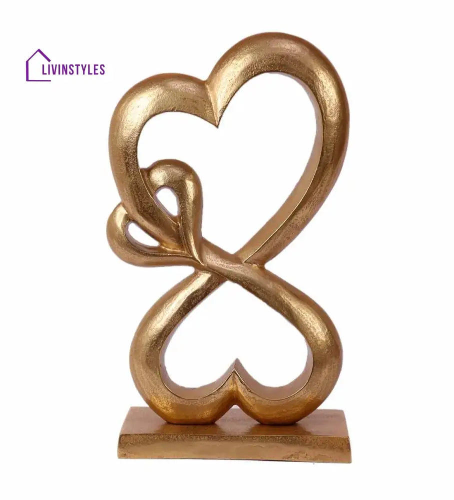 Family Heart Gold Raw Finish Large Sculpture