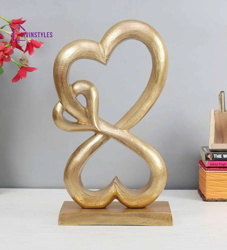 Family Heart Gold Raw Finish Large Sculpture