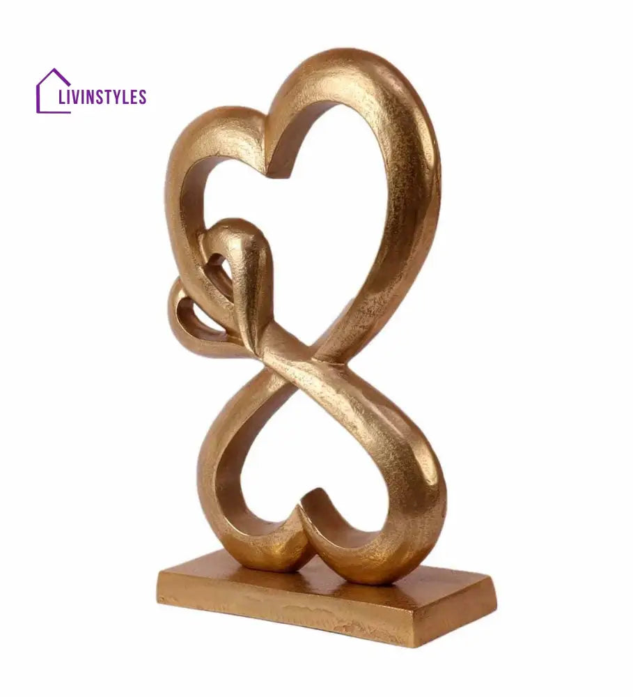 Family Heart Gold Raw Finish Large Sculpture