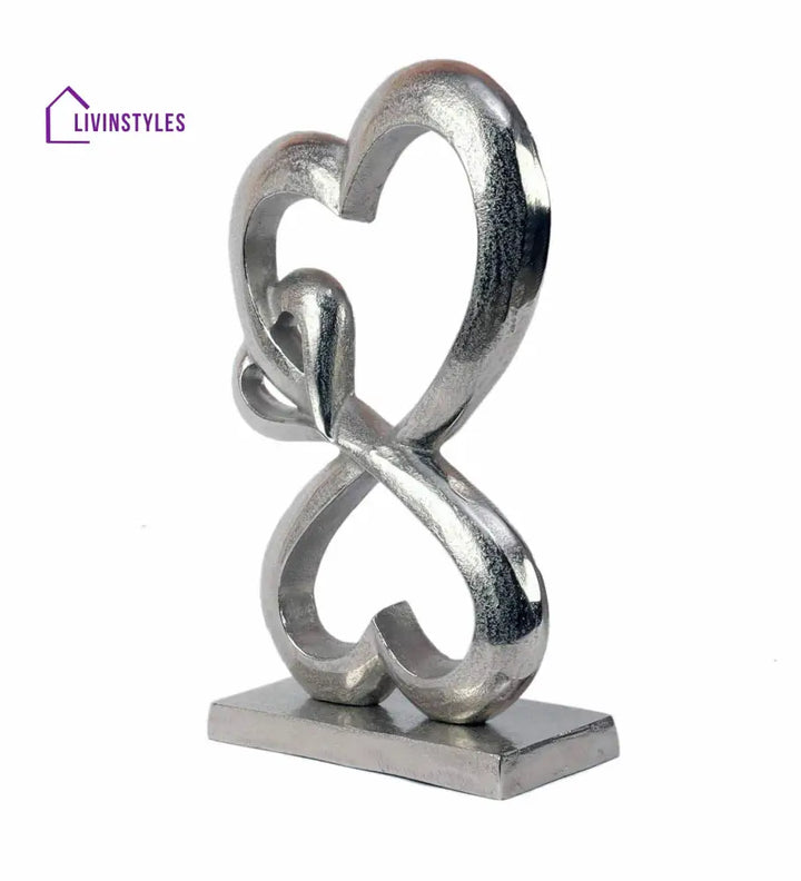 Family Heart Silver Raw Finish Large Sculpture