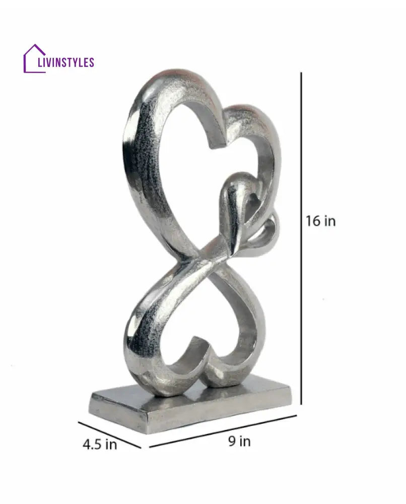 Family Heart Silver Raw Finish Large Sculpture