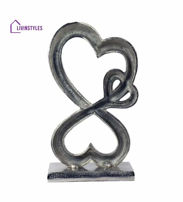 Family Heart Silver Raw Finish Large Sculpture