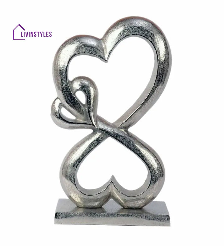 Family Heart Silver Raw Finish Large Sculpture