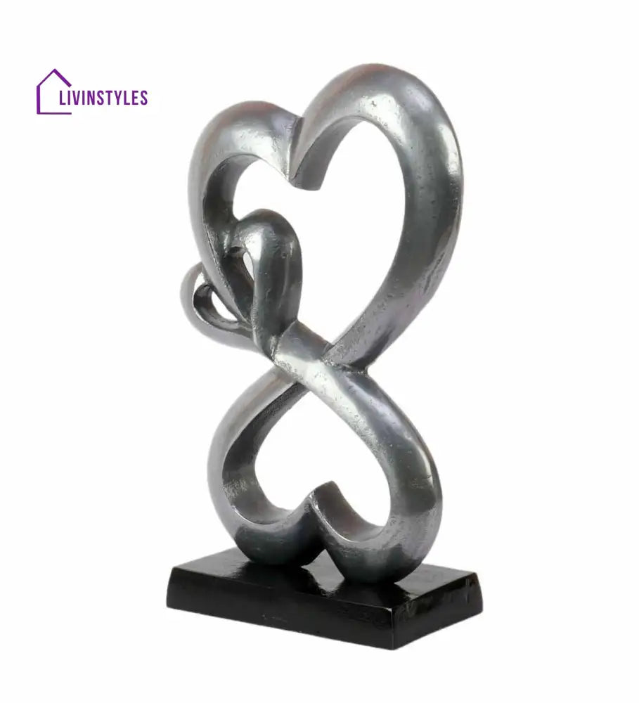 Family Heart Vblue And Black Base Raw Finish Small Sculpture