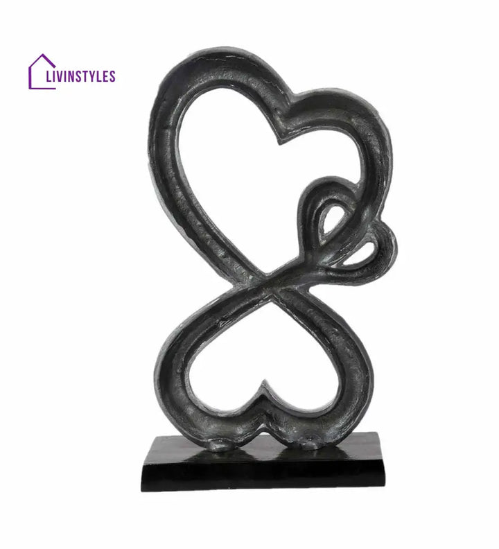 Family Heart Vblue & Black Base Raw Finish Large Sculpture