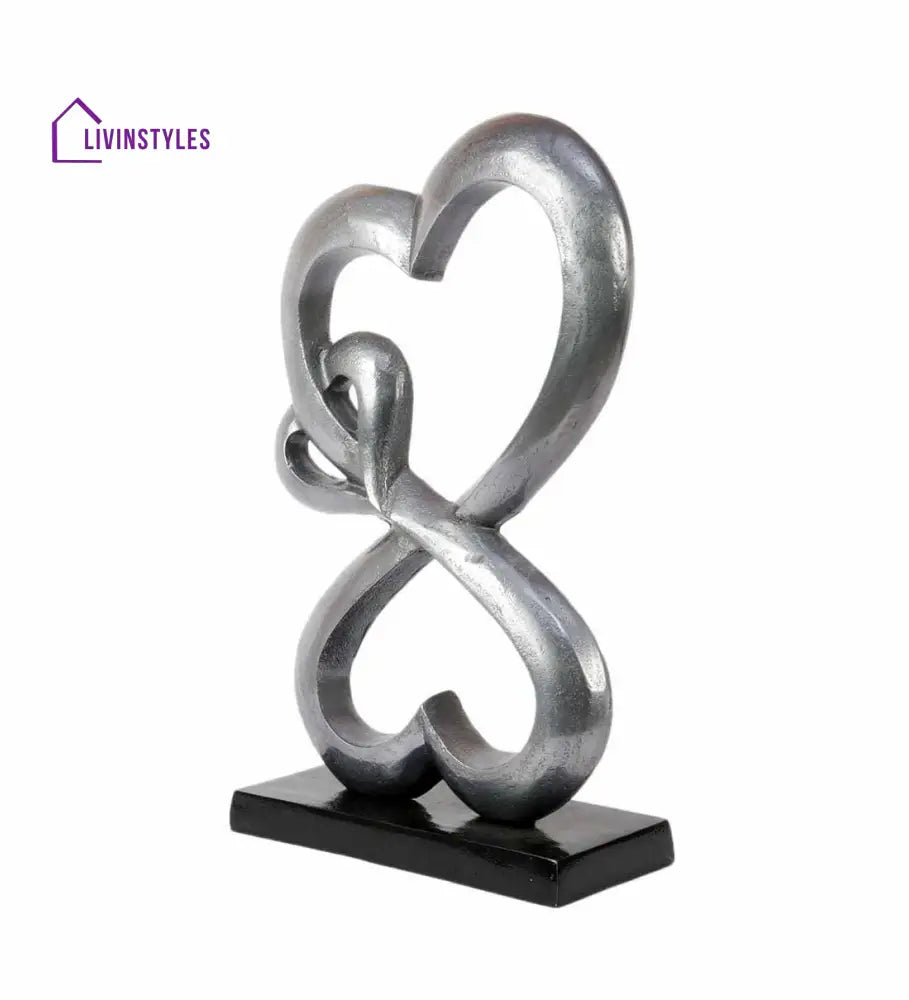 Family Heart Vblue & Black Base Raw Finish Large Sculpture