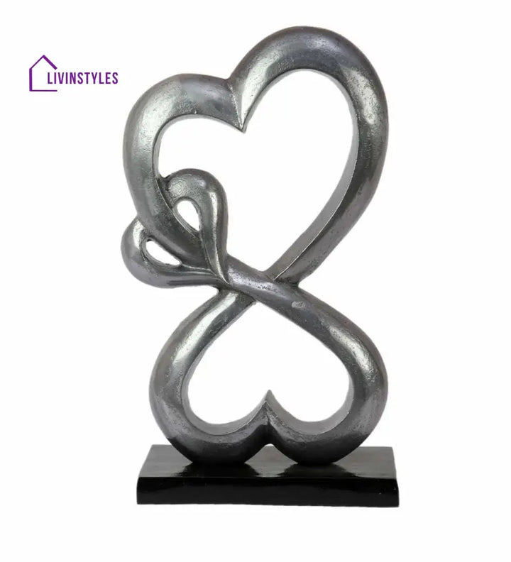 Family Heart Vblue & Black Base Raw Finish Large Sculpture