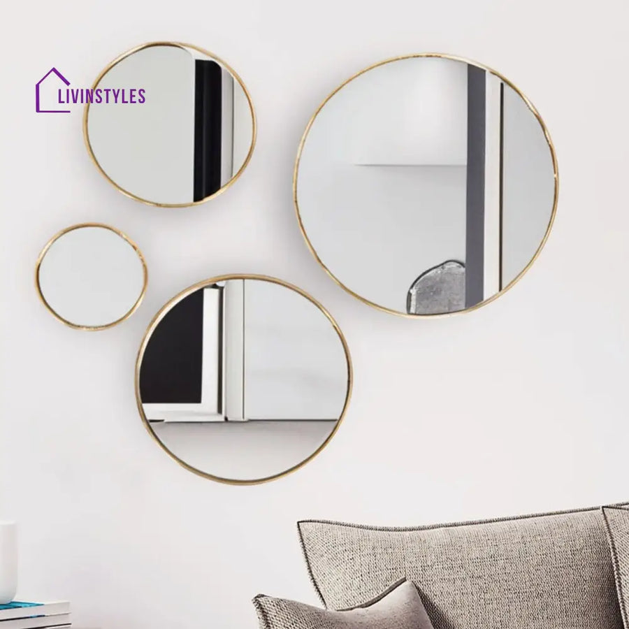 Fawn Modern Golden Abstract Round Shaped Wall Mirror Wall Mirror