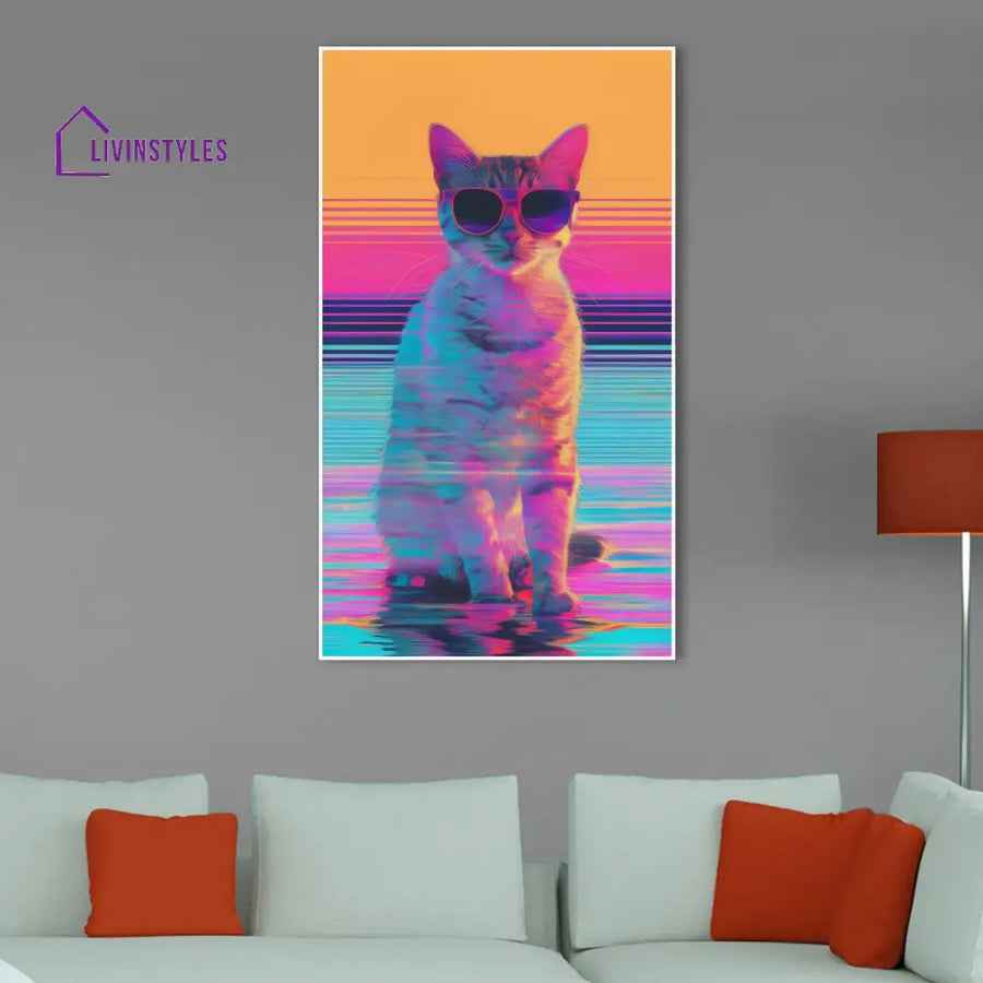 Feline Fashion: Cool Cat Art Canvas Wall Painting