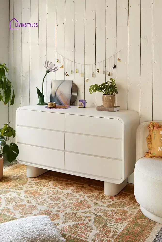 Feodosia White Designer Solid Wood Chest of Drawers