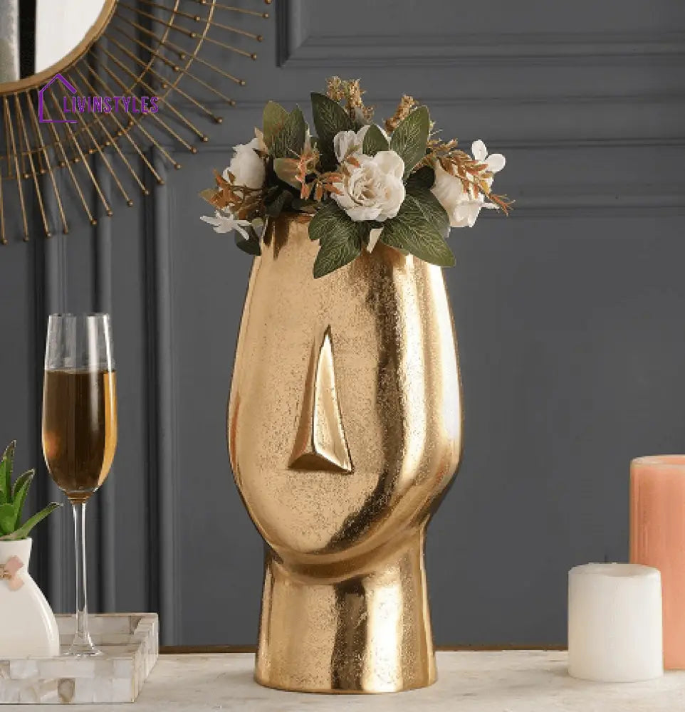 Flat Face Vase Gold