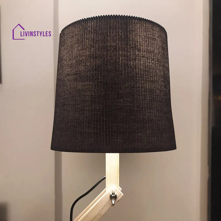 Flex Beige Wooden Table Lamp With Black Fabric Lampshade Lamps