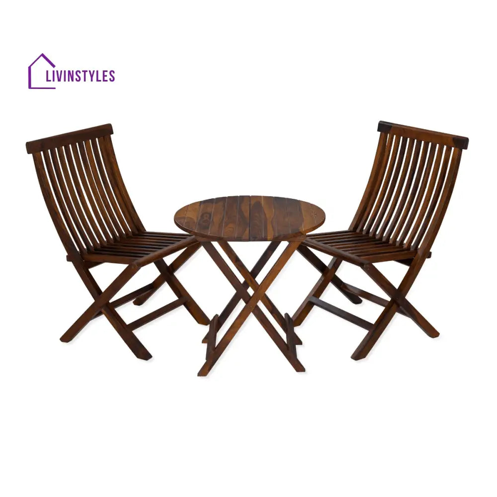 Flexura Solid Wood 2 Seater Folding Dining Table And Chairs Set