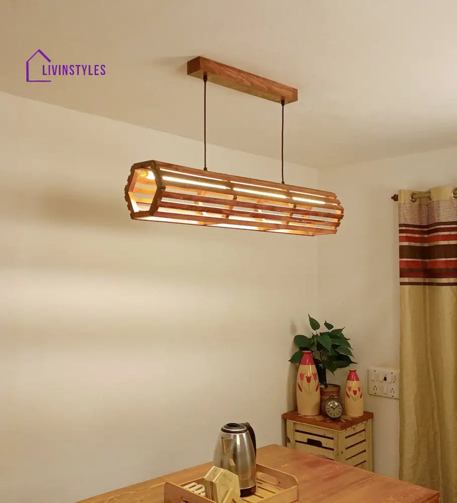 Flora 36 Baton Brown Wooden Led Hanging Lamp Lamps