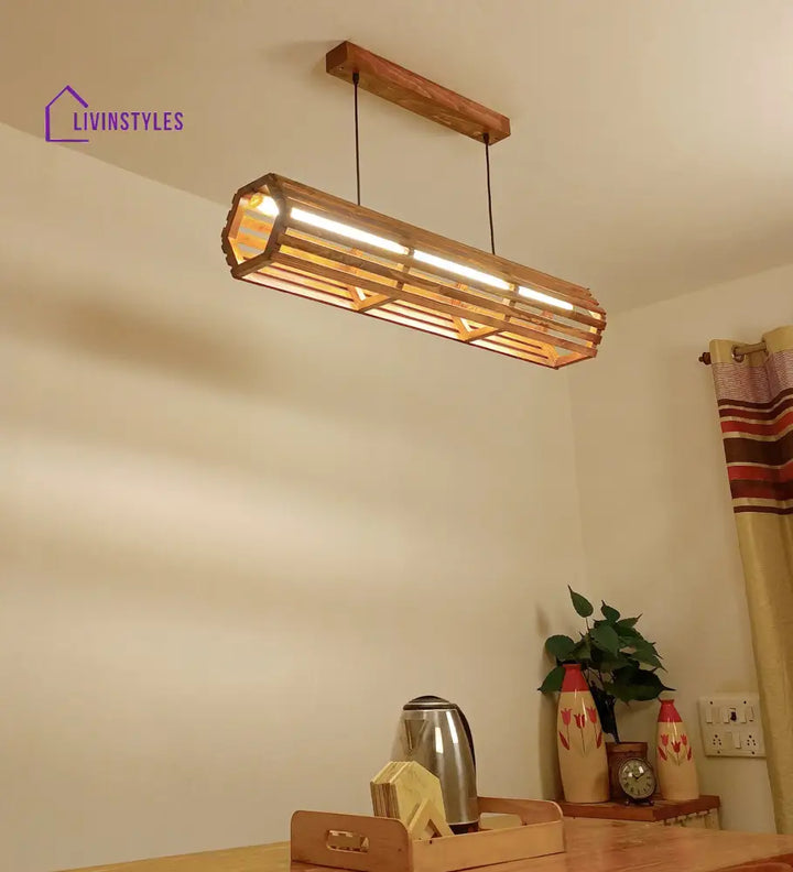 Flora 36 Baton Brown Wooden Led Hanging Lamp Lamps