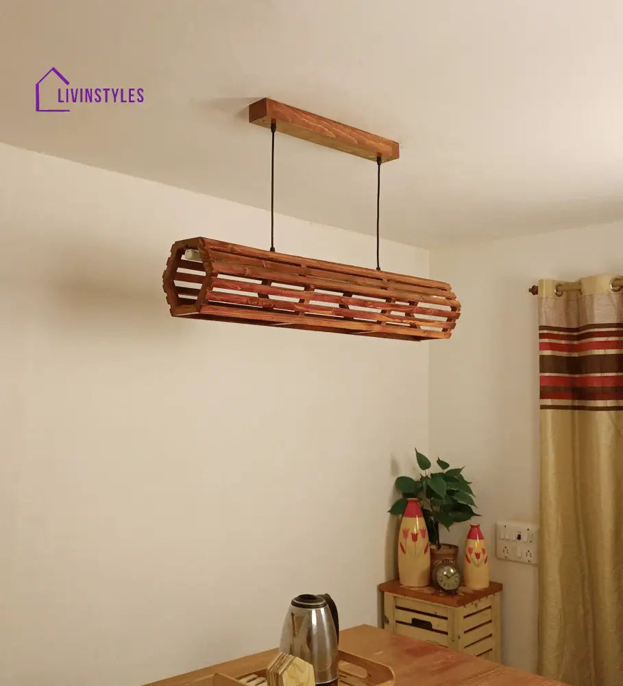 Flora 36 Baton Brown Wooden Led Hanging Lamp Lamps