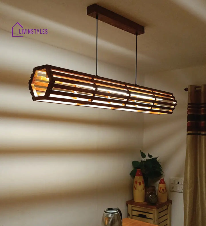 Flora 48 Baton Brown Wooden Led Hanging Lamp Lamps