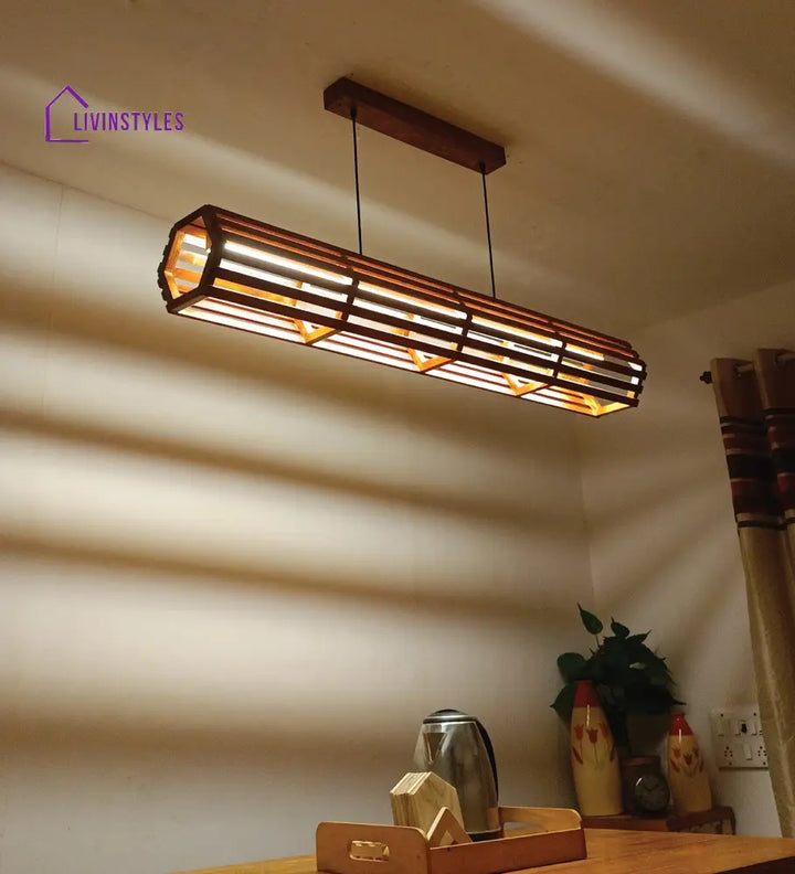 Flora 48 Baton Brown Wooden Led Hanging Lamp Lamps