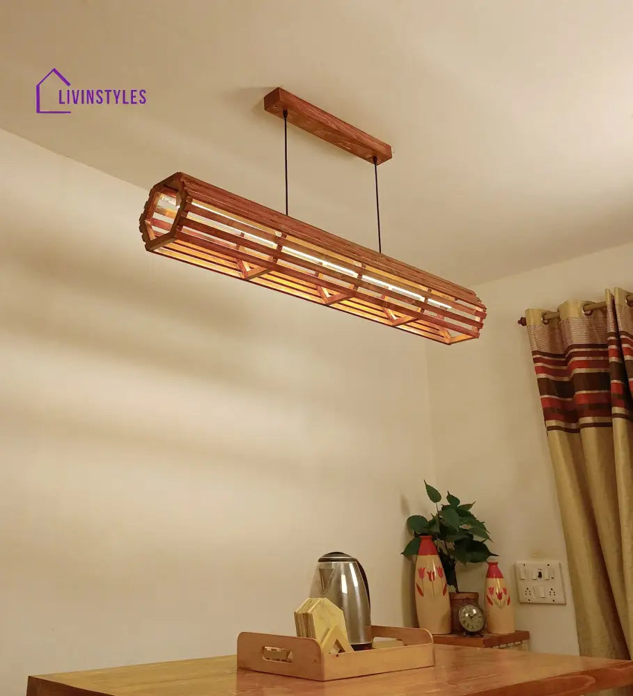 Flora 48 Baton Brown Wooden Led Hanging Lamp Lamps