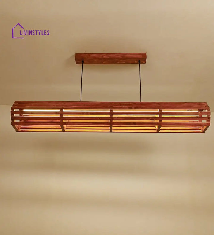 Flora 48 Baton Brown Wooden Led Hanging Lamp Lamps