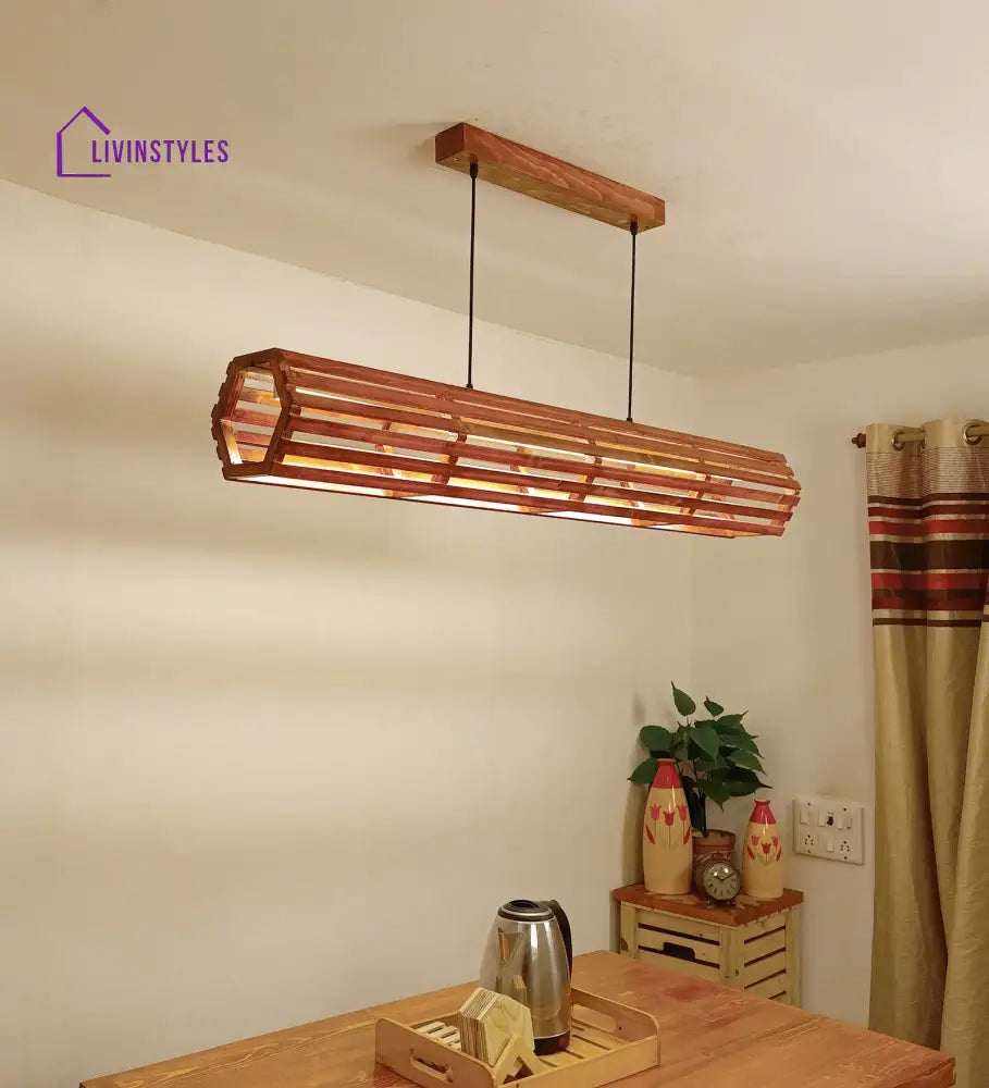 Flora 48 Baton Brown Wooden Led Hanging Lamp Lamps